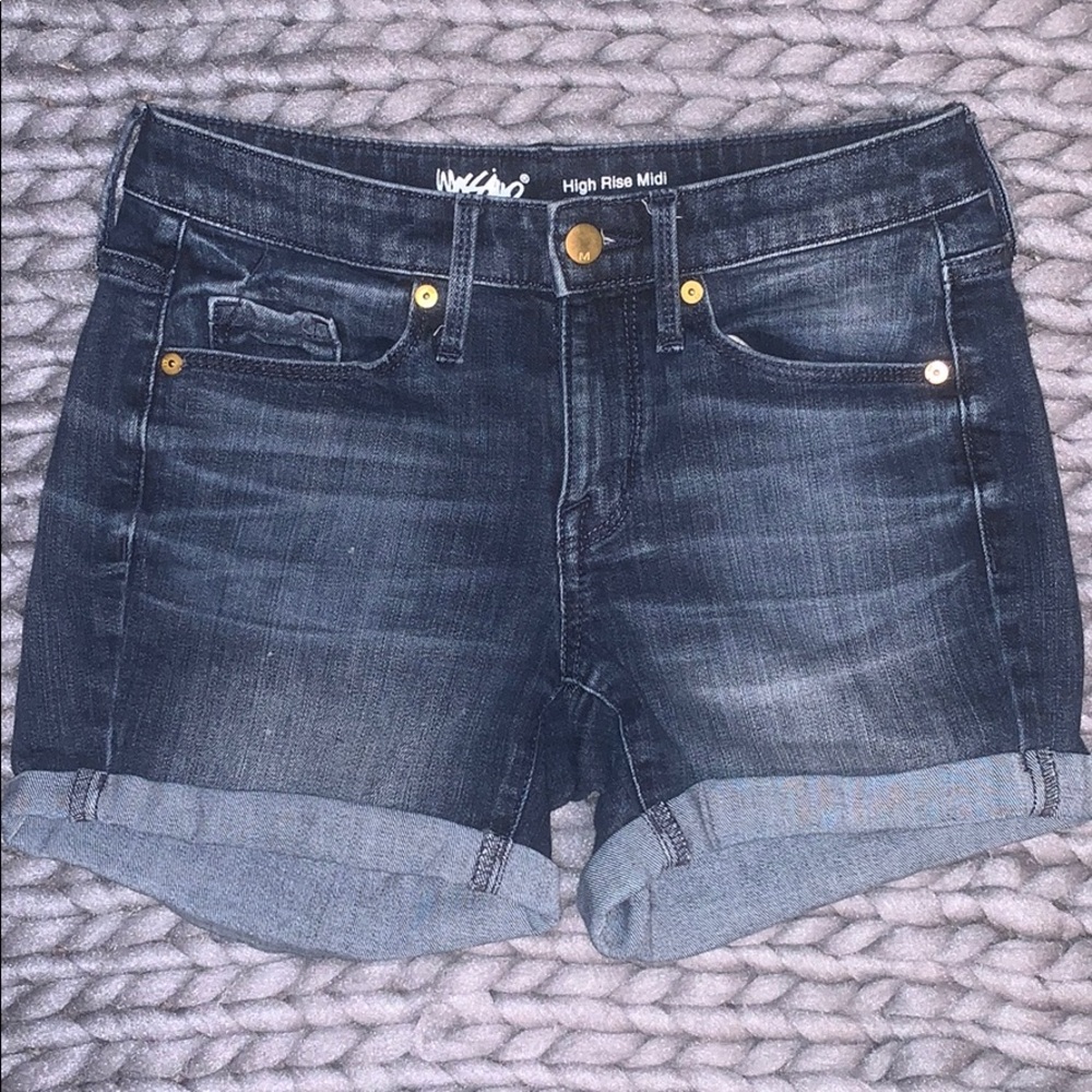 high rise cuffed jean shorts